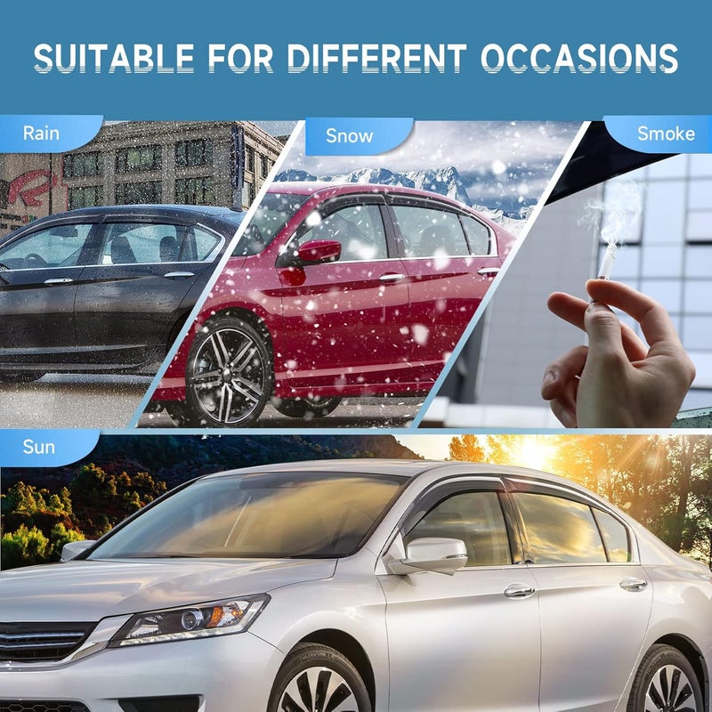 ACLONG Smoke Rain Guards Fit for Honda Accord 2013-2017 Tape-On Side Shatterproof Window Visor, Window Deflectors, 4-Piece Set - Image 3